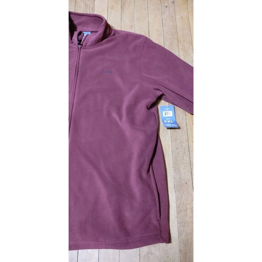 NWT Reebok Men's Fleece Full Zip Sweatshirt Jacket XXL Burgundy Warm Cozy Soft